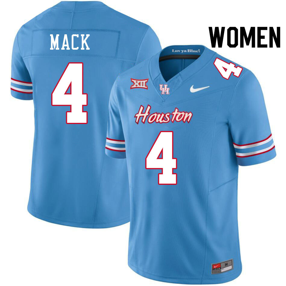 Women #4 Brandon Mack Houston Cougars College Football Jerseys Stitched-Oilers